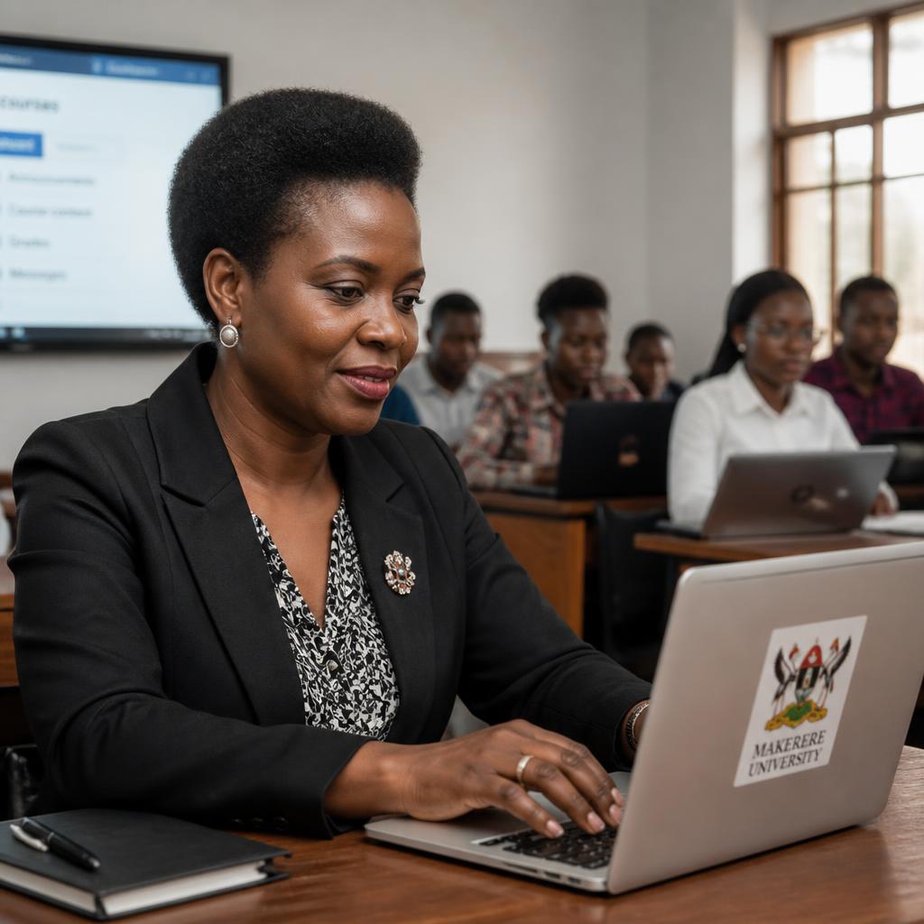 Ugandan lecturer using an e-learning platform